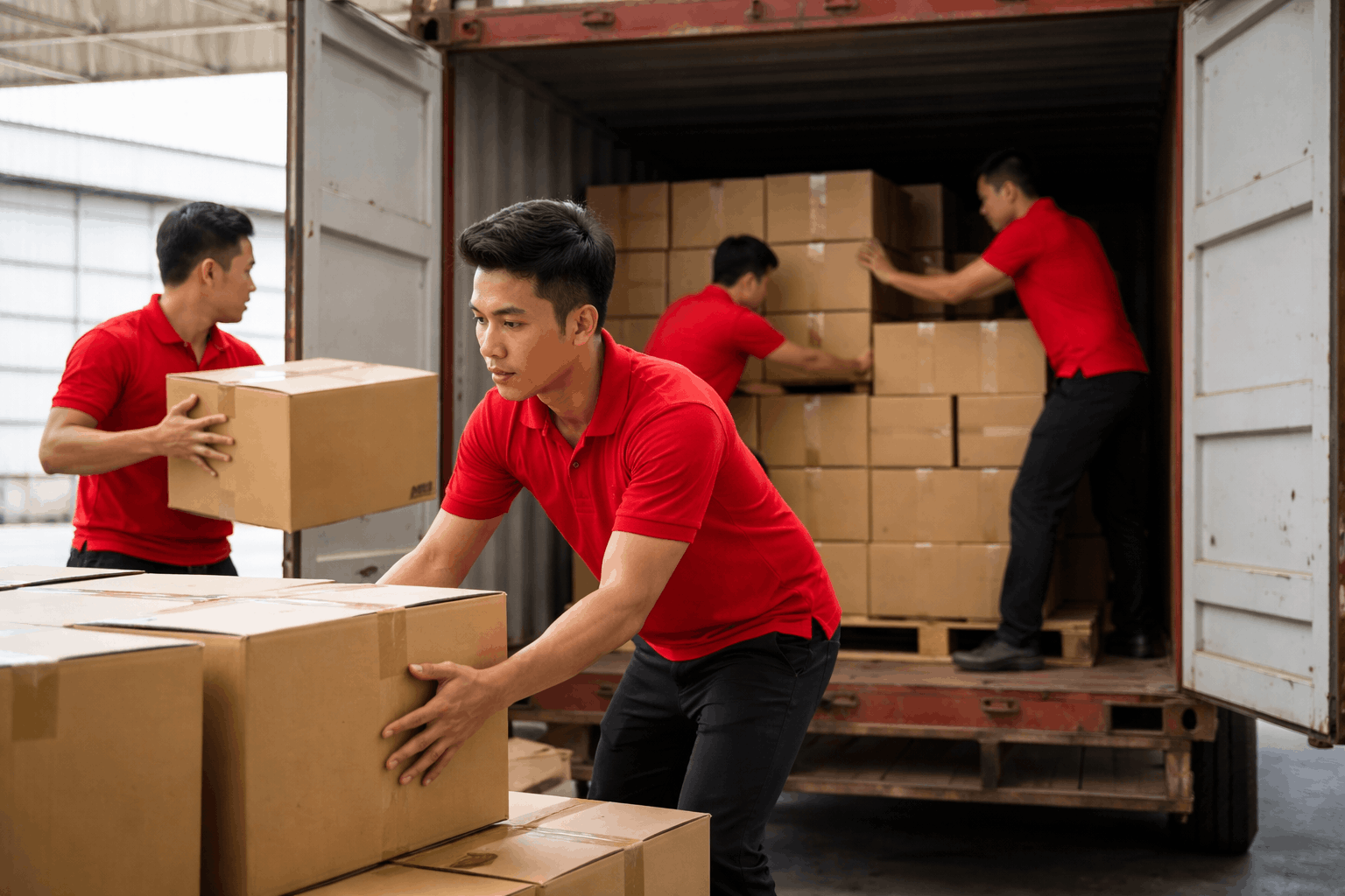 Bốc xếp container thủ công với nhân công chuyên nghiệp