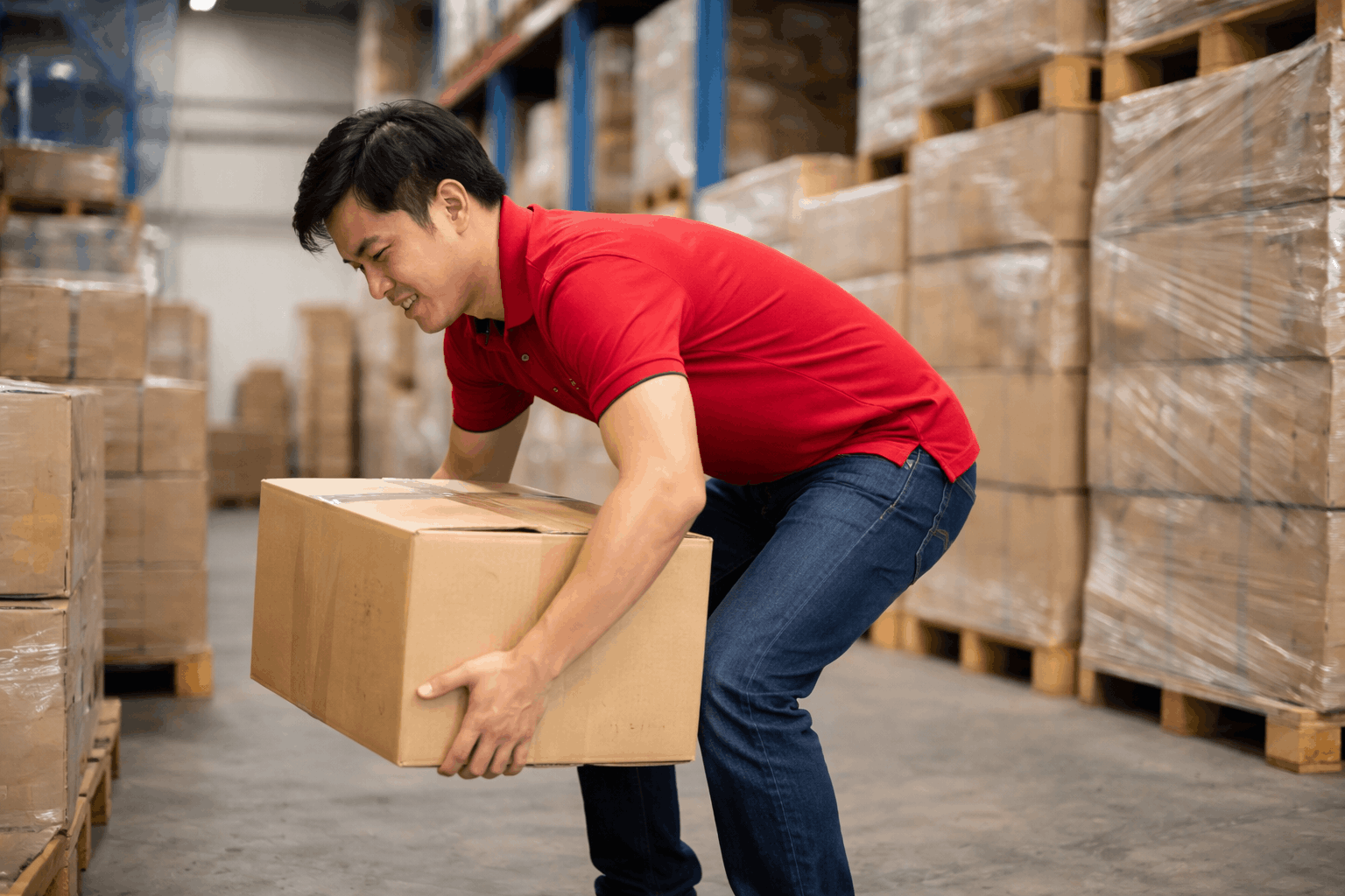 Rủi ro khi bốc xếp hàng hóa do nâng sai tư thế trong kho