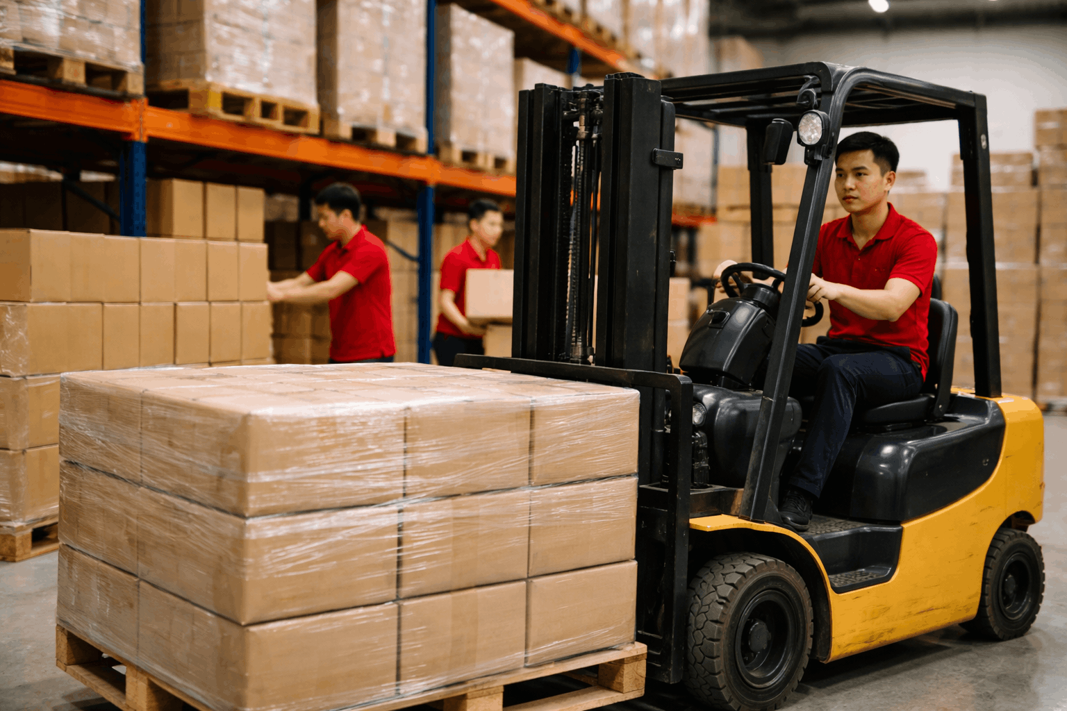 Giá dịch vụ bốc xếp hàng hóa sử dụng xe nâng trong kho