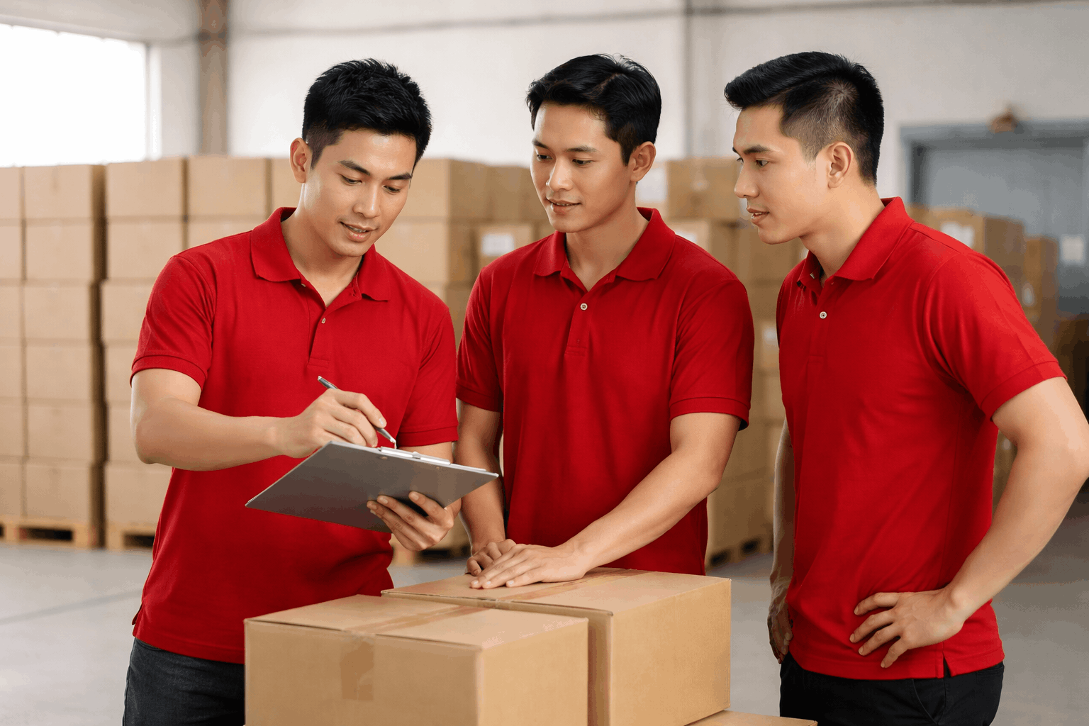 Nhân công MCX Move lập kế hoạch bốc xếp Vũng Tàu tại kho hàng với quy trình làm việc rõ ràng và chuyên nghiệp