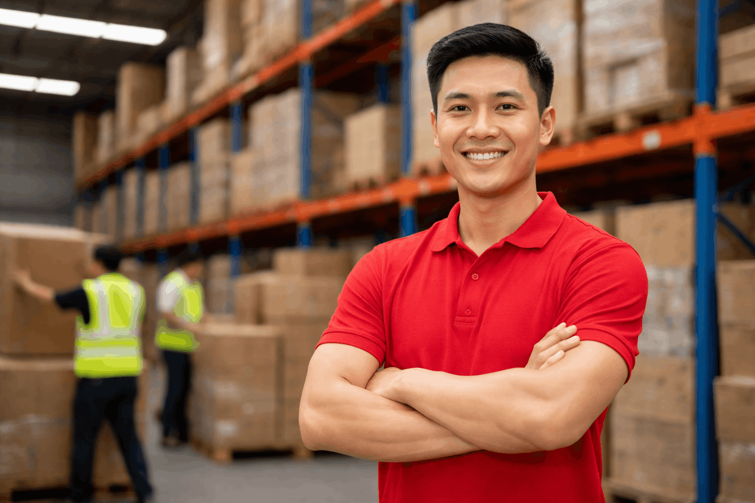 Nhân viên bốc xếp Bình Dương MCX Move làm việc tại kho hàng chuyên nghiệp