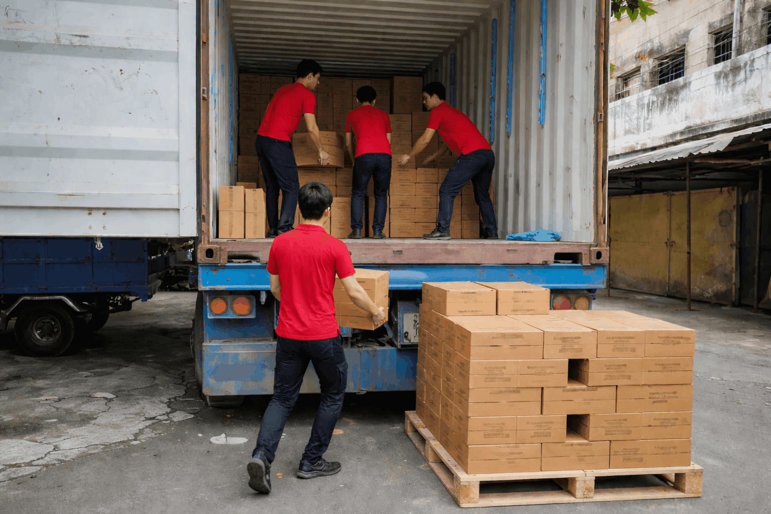 Nhân viên MCX Move bốc xếp Hà Nam tại kho hàng container chuyên nghiệp