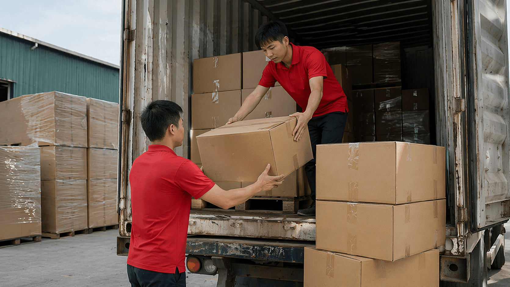 Bốc xếp Hải Dương nhân viên bốc hàng từ container xuống kho