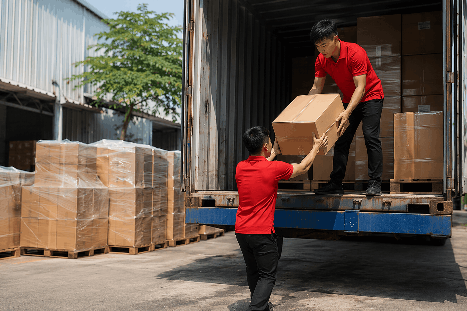 Bốc xếp Khánh Hòa nhân viên MCX Move chuyển thùng hàng từ container