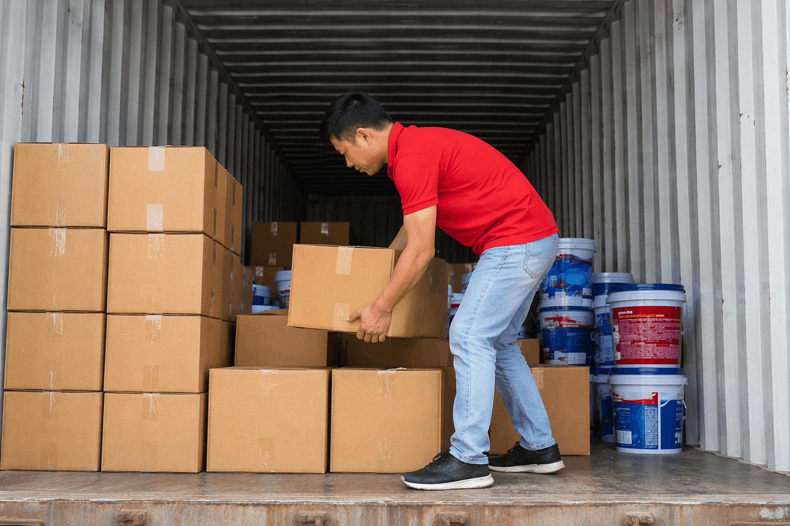 Bốc xếp Ninh Bình trong container sắp xếp hàng hóa an toàn