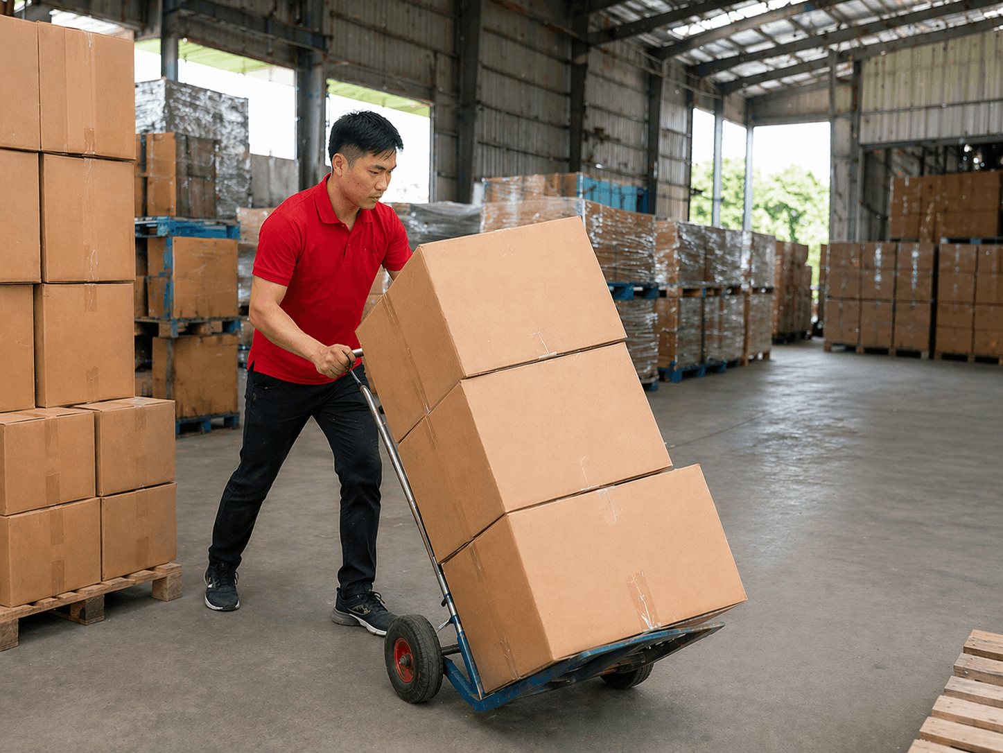 Bốc xếp Thái Nguyên nhân công MCX Move đẩy xe hàng trong kho