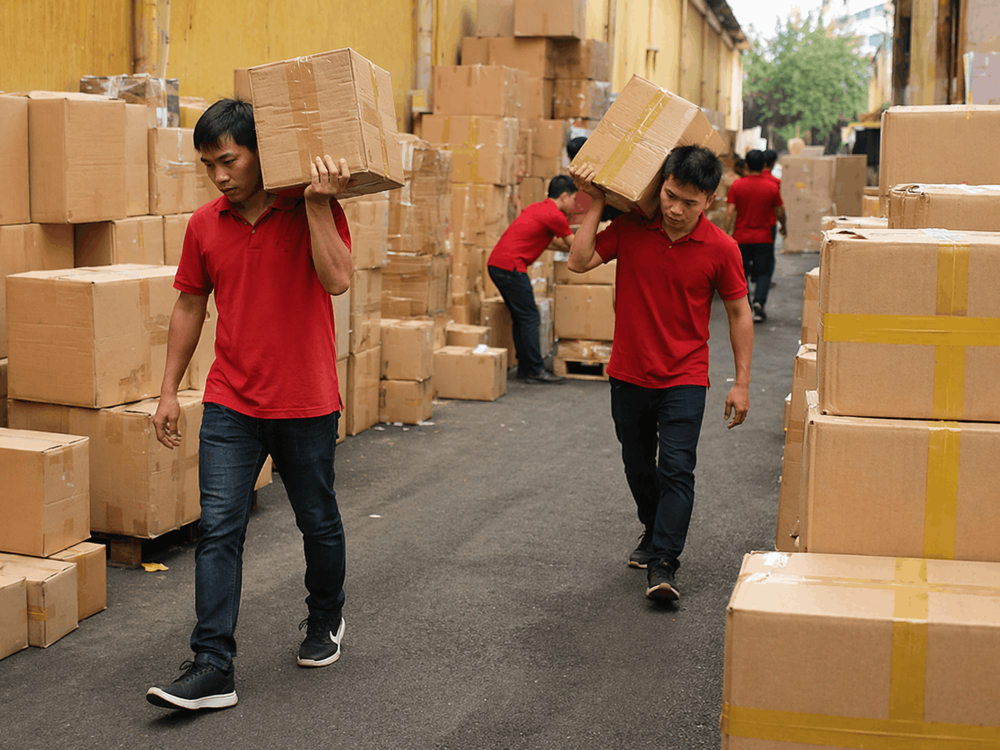 Bốc xếp Vĩnh Phúc nhân viên MCX Move đang bốc hàng trong kho