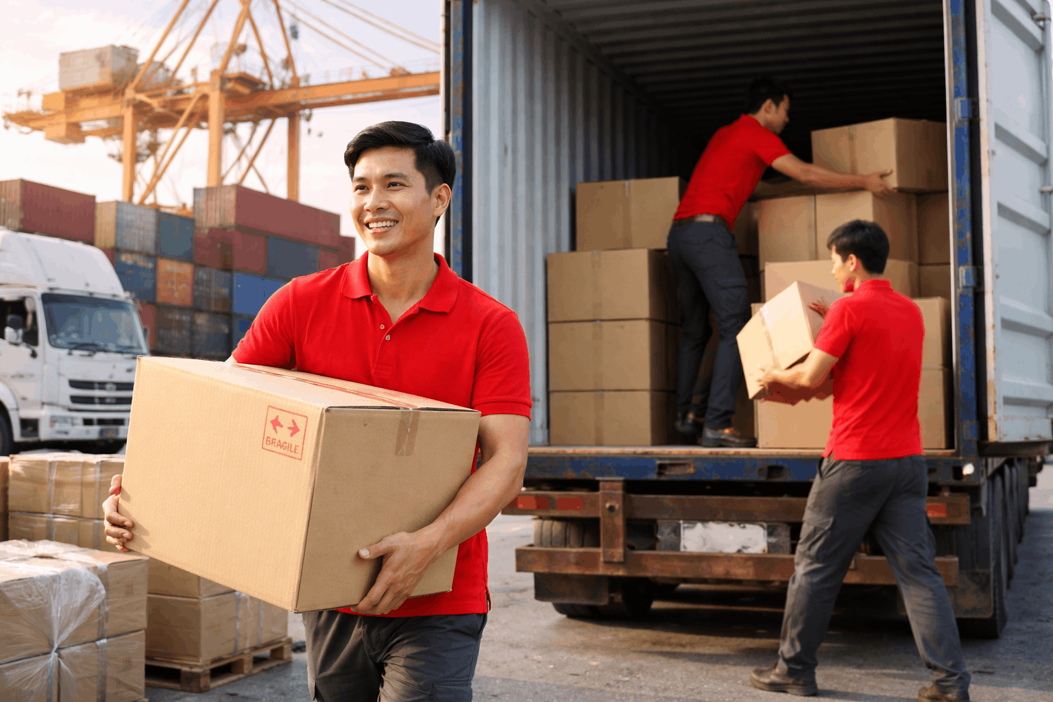 Bốc xếp Vũng Tàu tại cảng biển với nhân công chuyên nghiệp đang dỡ hàng container