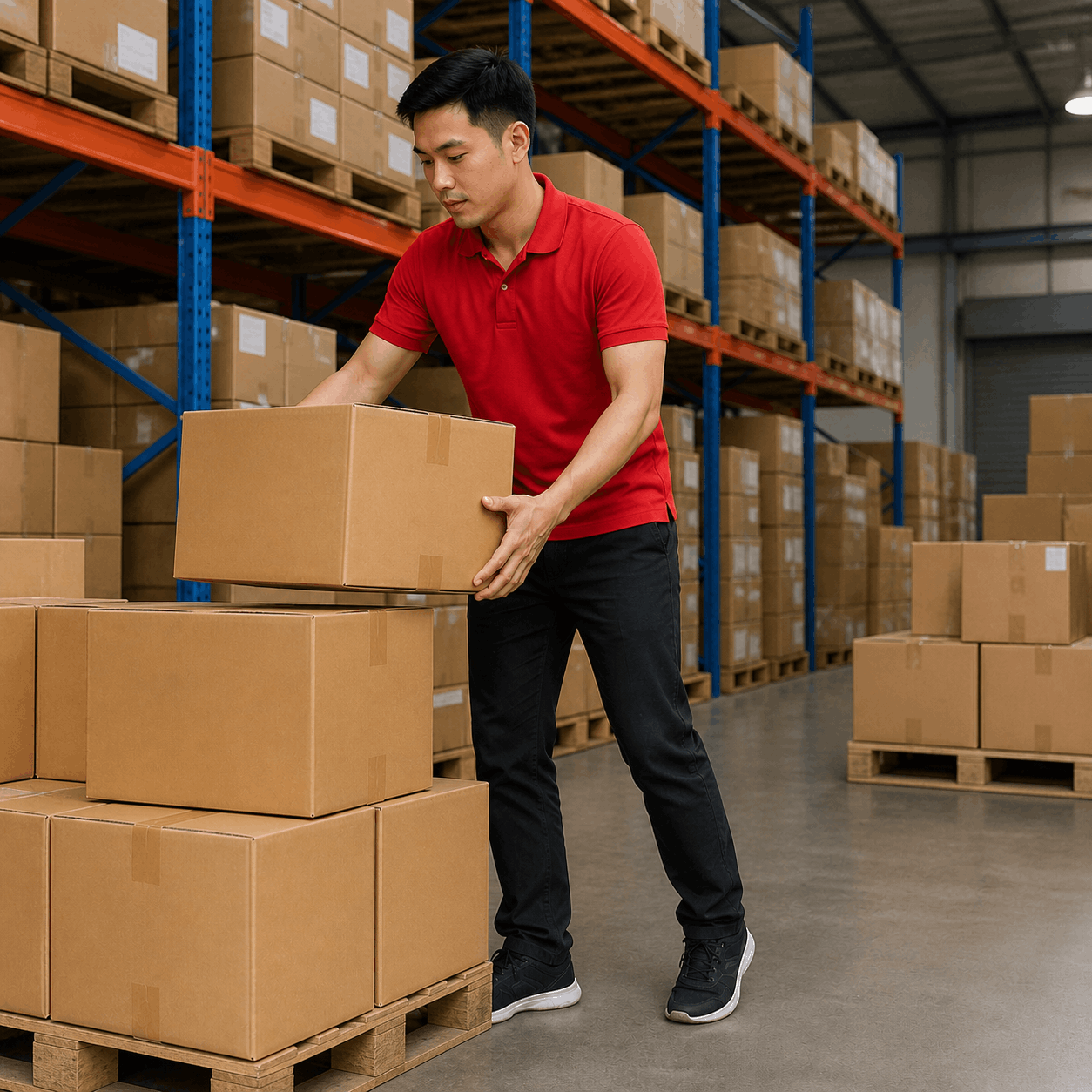 Nhân viên MCX Move bốc xếp hàng hóa trong kho hàng chuyên nghiệp